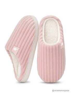 Fuzzy Corduroy House Slippers Memory Foam Cozy Warm Non-Slip Indoor Outdoor